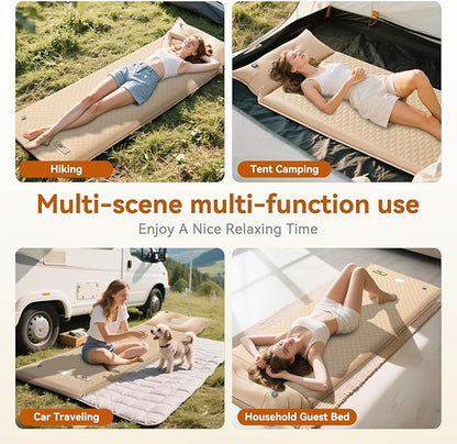 Sleeping Pad for Camping,3.14" Thick Memory Foam Self Inflating Mattress with Pillow and Built-in Electric Pump,4-Season Adult for Travel/Tent/Car