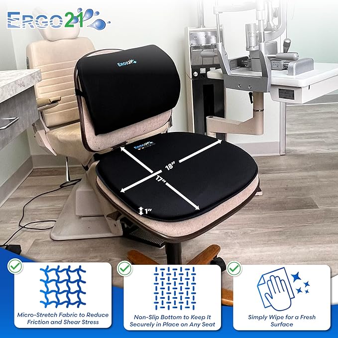 ERGO21 Travel Seat Cushion with LiquiCell Technology – Thin Orthopedic Butt Pillow for Sciatica, Tailbone, Coccyx & Back Pain – Seat Pad for Car Driving, Truck, Wheelchair, Airplane, Office, Home Use