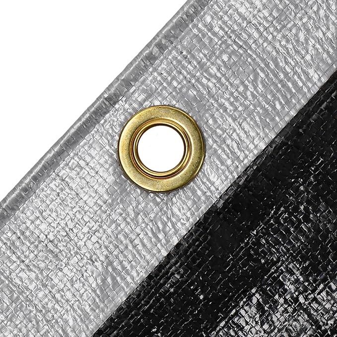 WHITEDUCK Super Heavy Duty Poly Tarp Cover 16 Mil & 10 Mil with Grommets and Reinforced Edges (Brown, White & Silver Black) (Silver Black- 16 Mil, 12' x 20')