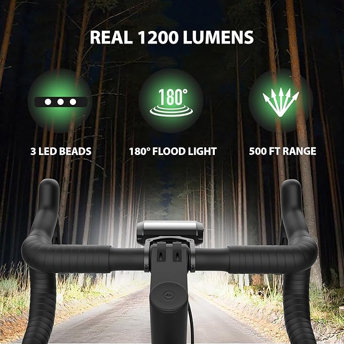 Super Bright Bike Lights for Night Riding, High Lumen Bicycle Light Front and Rear, USB C Rechargeable Bike Headlight and Tail Light Set, LED Bar Light for MTB Mountain Road Bicycle