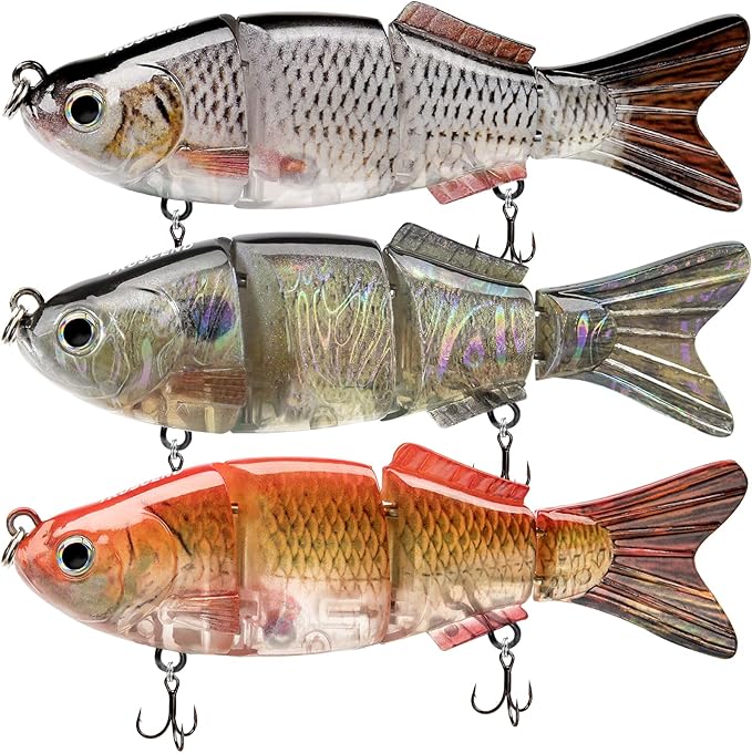 TRUSCEND Easy Catch Swimmax, Magic Noisy Turbulent Wiggling and Vibrating Actions for More Bites, Segmented Swimbait Jointed by Dyneema Strongest Fiber, Lifelike Fishing Lures for Relax Family Fishing