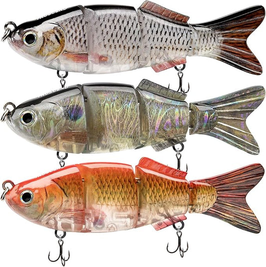 TRUSCEND Easy Catch Swimmax, Magic Noisy Turbulent Wiggling and Vibrating Actions for More Bites, Segmented Swimbait Jointed by Dyneema Strongest Fiber, Lifelike Fishing Lures for Relax Family Fishing