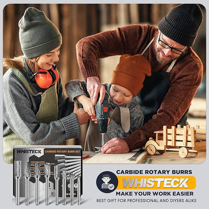 Carbide Burr Set, 8Pcs Double Cut Tungsten Carbide Rotary Burr set, 1/4 inch Shank Die Grinder Bits, Carbide Rotary File for Metal Wood Carving, Engraving, Polishing,Drilling