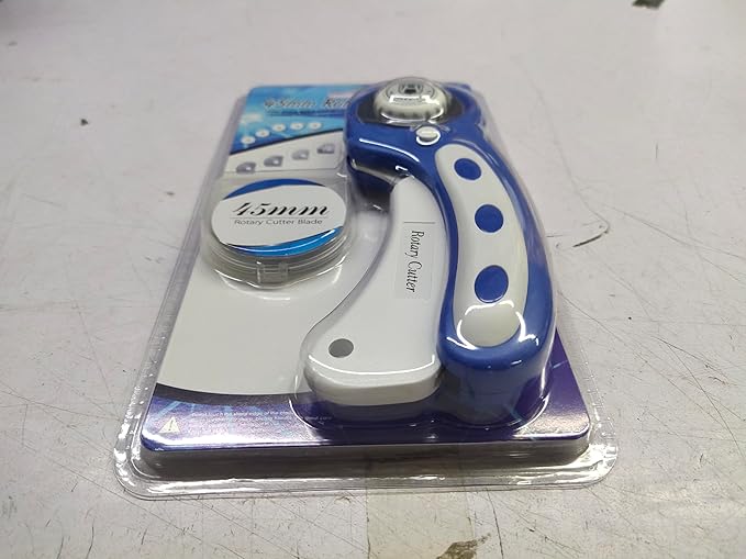 Headley Tools 45mm Rotary Cutter with 5pcs Extra Rotary Blades, Ergonomic Rolling Cutter with Safety Lock for Fabric, Sewing, Quilting, Cloth, Paper, Leather, Crafting, Fabric Rotary Cutter(Navy Blue)