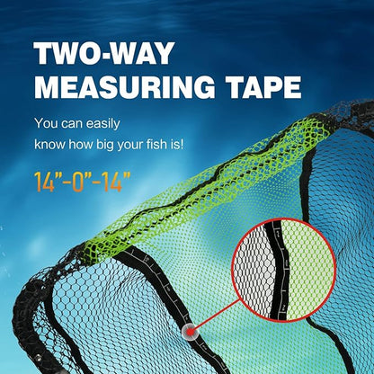 Black Paw Floating Fishing Net Foldable Telescopic Fish Landing Net with Built in Length Scale Rubber Coated for Kayak, Fly, Trout