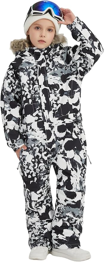 Kids Girls Boys Waterproof Colorful One Piece Snowsuits Coveralls Ski Suits Jackets Winter Jumpsuits