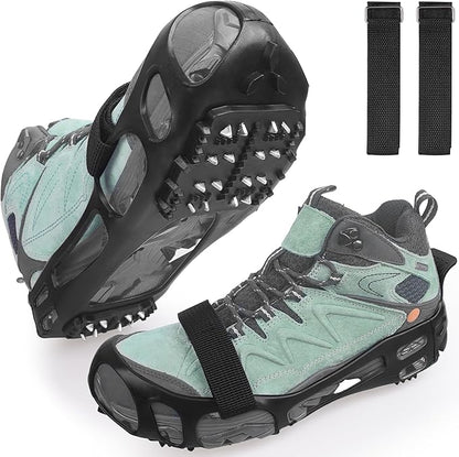 Ice Cleats Snow Traction Cleats Crampon for Walking on Snow and Ice Non-Slip Overshoe Rubber Anti Slip Crampons Slip-on Stretch Footwear