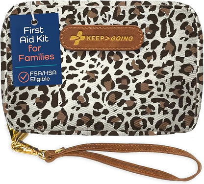 Keep Going Travel First Aid Kit for Kids – 130 Pc.for Purse, Diaper Bag, Backpack, & Suitcase, with Latex-Free Bandages – 7 x 5 x 2 in. Travel First Aid Kit TSA-Approved