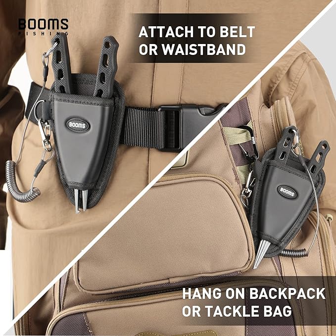 Booms Fishing F07 Pliers Hook Remover, Split Ring Pliers Stainless Steel, Saltwater Tools With Lanyard and Sheath, Gift for Men