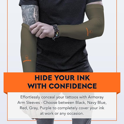 ARMORAY Arm Sleeves for Men or Women - Tattoo Cover Up - Cooling Sports Sleeve for Basketball Golf Football