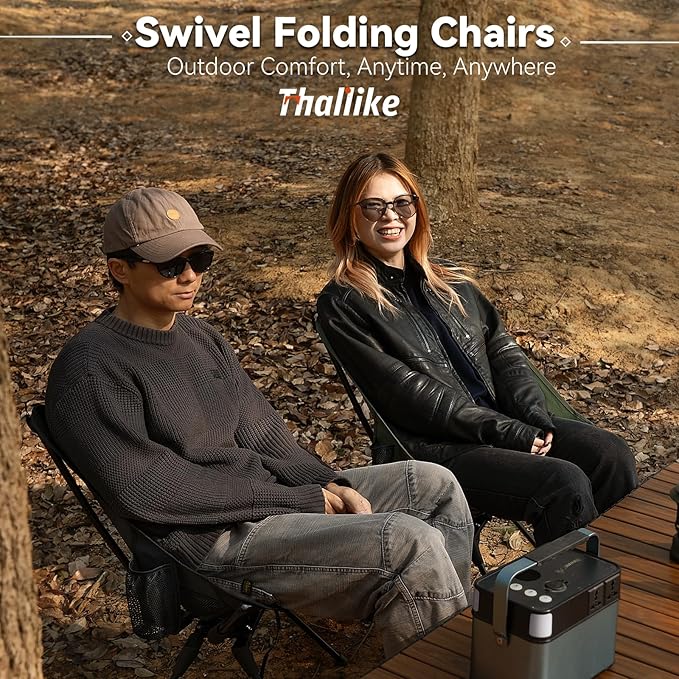 Upgraded 360° Swivel Camping Chair for Adults, Portable Folding Chair with Cup Holder, Lightweight Compact Backpack Outdoor Chair for Travel, Fishing, Hiking, and Beach