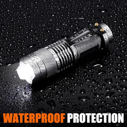Fumete 20 Pieces LED Flashlight Mini 3 Mode Tactical Torch Small Water Resistant Pocket Flash Light Adjustable Focus Light Pen for Men, Father, Indoor Outdoor Hiking(Silver)