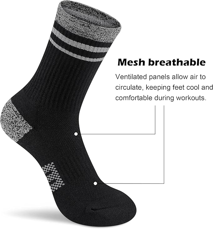 Gonii Women Athletic Crew Socks 5-6 Pairs - Comfort & Cushioned for Running, Hiking, Sports Arch Compression Socks