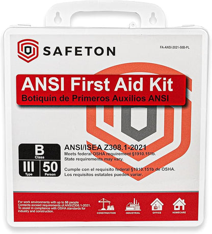 ANSI/OSHA First Aid Kits (50 Person Plastic) - ANSI/ISEA and OSHA Compliant First Aid Kit