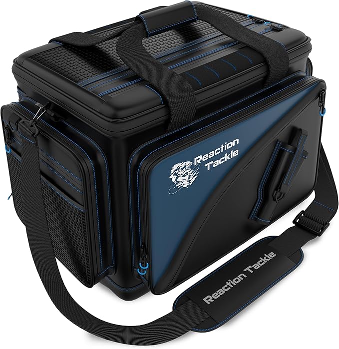 Reaction Tackle Fishing Tackle Bag – Salt Water Resistant Fishing Bag, 1000D PVC Waterproof Material, Tackle Box Organizer with Dividers for 3600 or 3700 Trays (Small, Medium, Backpack only fit 3600)