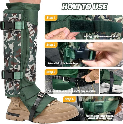 ZHZ Snake Gaiters Durable Waterproof Snake Chaps Lower Legs Protection,Snake Guards with Adjustable Size for Men & Women,Used for Hunting,Hiking and Farm Work