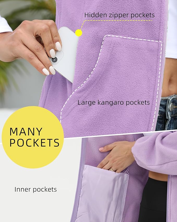 Argstar Women's Fleece Jacket with 6 Pockets (XS-2XL)