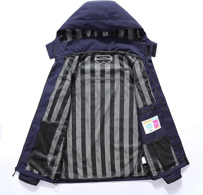 Outdoor Men's Waterproof Raincoat Windbreaker Lightweight Rain Jacket with Detachable Hood