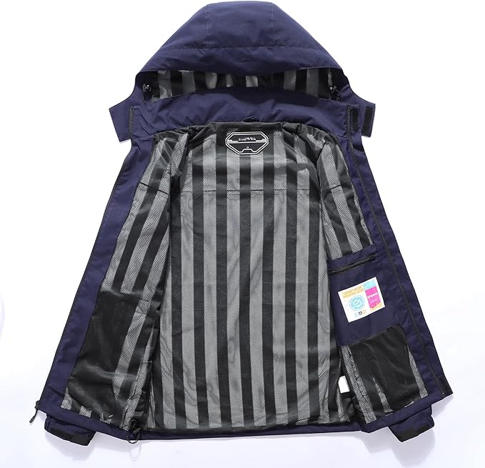 Outdoor Men's Waterproof Raincoat Windbreaker Lightweight Rain Jacket with Detachable Hood