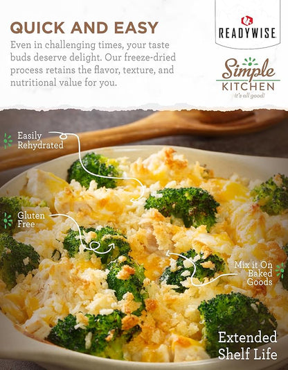 Simple Kitchen Freeze Dried Buttered Broccoli – 12 Servings for Family Meal Prep, Canned Broccoli, Gluten Free & Dehydrated Camping Meals, Emergency Survival Food for Backpacking & Hiking, #10 Can