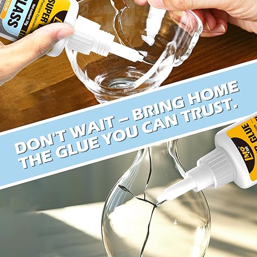 Glass Super Glue Liquid, Clear Instant Cyanoacrylate Adhesives for Glass Repair, All Purpose CA Glue for Ceramic Crystal Jewelry Mirror Plastic Model Metal Wood Pottery Porcelain Stone, Thin
