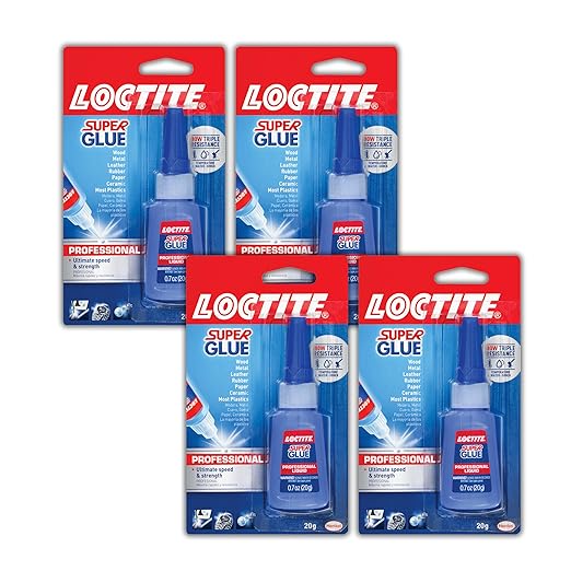 Loctite Super Glue Liquid Professional, Clear, 0.7 fl oz Bottle, 4 Pack - Superglue for Plastic, Wood, Metal, Crafts & Repair, Cyanoacrylate Adhesive Instant Glue, Quick Dry