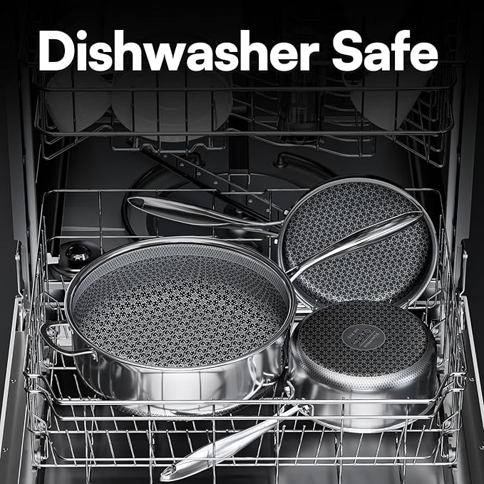 15-Piece 5 Ply Stainless Steel Cookware Set with Lids, Pots and Pans Set Non Stick, Non-Toxic Kitchen Utensils Set for Induction, Oven, Dishwasher Safe, RV Essentials, Kitchen Appliances