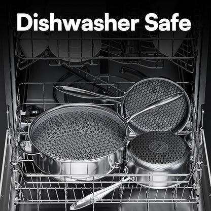 15-Piece 5 Ply Stainless Steel Cookware Set with Lids, Pots and Pans Set Non Stick, Non-Toxic Kitchen Utensils Set for Induction, Oven, Dishwasher Safe, RV Essentials, Kitchen Appliances