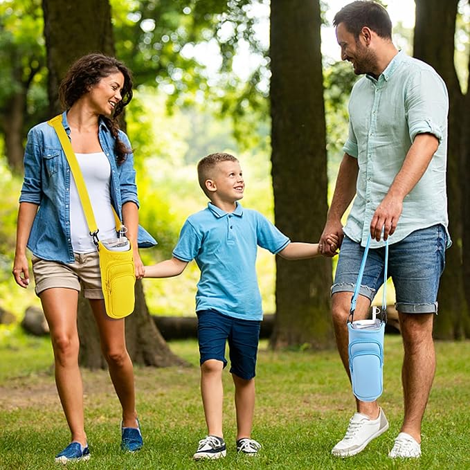 Water Bottle Carrier Bag with Phone Pocket for Stanley Cup 40/30 oz, Water Bottle Holder with Adjustable Strap& Straw Cover, Stanley Cup Accessories