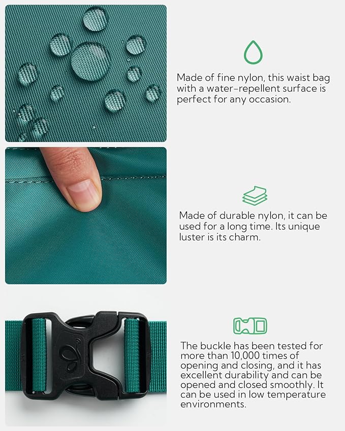 WATERFLY Fanny Pack Waist Packs: Large Crossbody Fanny Packs for Women Men with 5 Zipper Pockets Adjustable Strap Waist Bags Hip Pack for Traveling Cycling Running Hiking-Cyan