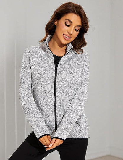 COZZYON Women Fleece Zip Up Jacket Light Sweater Jacket