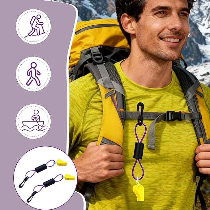 Emergency Safety Whistle with Lanyard, Super Loud 120dB Waterproof Survival Gear for Life Vest Jacket, Boating, Hiking, Camping, Hunting, Fishing, and Rescue Signaling (2 Pack)