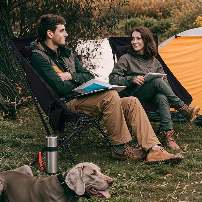 Overmont Portable High-Back Camping Chair - 440LBS Support Oversized Lightweight Folding Backpacking Chair for Adults - Compact with Detachable Pillow for Outdoor Travel Hiking Beach Fishing