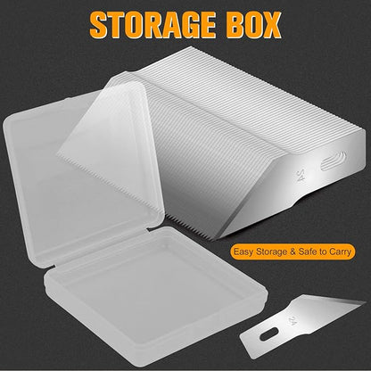 100 Pack Hobby Blades #24 Craft Knife Blades Refill Hobby Knife Replacement Blade with Storage Box for DIY Cutting, Carving, Trimming