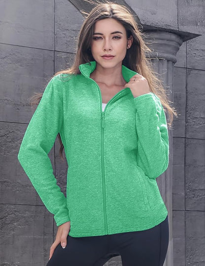 MAGCOMSEN Fleece Jacket Women Zip UP Lightweight Soft Polar Warm Winter Jackets for Women with Pockets Outdoor Hiking