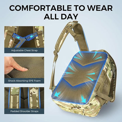 KastKing KarryAll KastMate Fishing Tackle Backpack,Water-Resistant Tackle Bag With 2 Rod Holders,Fishing Gear and Equipment With Large Gear Storage,Khaki Camo