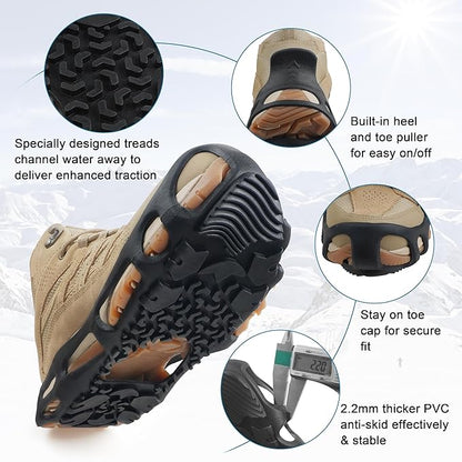 Spikeless Ice Cleats for Boots and Shoes Slip On Traction Cleats Crampons Traction Devices Aids Rubber Footwear for Snow and Ice Winter Walking Indoor Outdoor Men Women