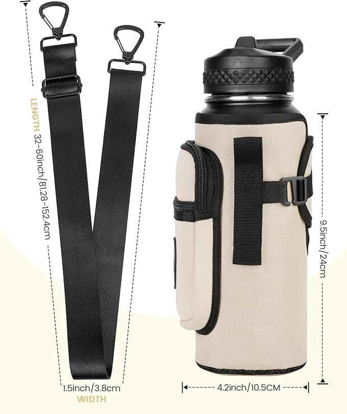Sports rabbit Universal Water Bottle Holder – Durable Oxford & Neoprene Hybrid Design Compatible with Stanley 30/40oz Handled & 64/87oz Straight Tumblers, Adjustable Strap for Gym, Travel, Outdoors