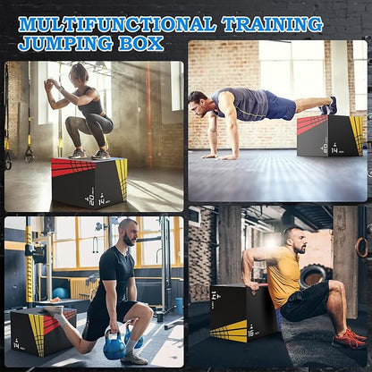 XDDIAS 65/35/22LB Heavier Foam Plyometric Box Jumps for Home Gym,Firm Soft Plyo Box,30”x24”x20”-24”x20”x16”-20"x16"x14" Foam Plyometric Box,440lb Weight Capacity Jump Box Gym for Workout Training
