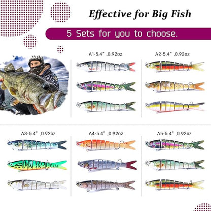 Atibin Multi Jointed Fishing Lure Bass Slow Sinking Swim Bait Bass Bionic Saltwater Fishing Lures Freshwater Realistic Topwater