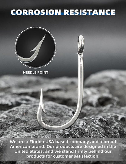 BLUEWING Needle Point 5pcs/10pcs Trolling Hooks Fishing Stainless Steel Extra Sharp for Freshwater Saltwater