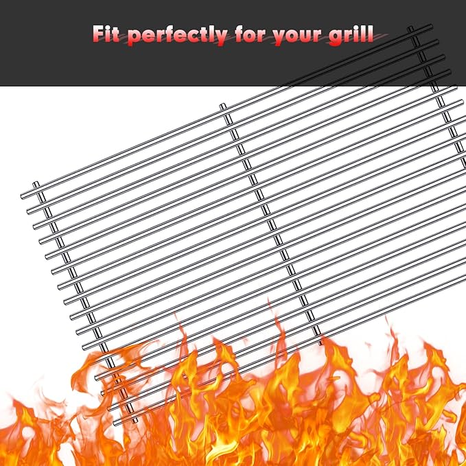 Grill Grates Parts for Weber Genesis Grill 66089, 66097, Weber Genesis II E-410, S-410, E/S-415, E/S-435, LX E/S-440, 18” Stainless Steel Grids BBQ Gas Grill Replacement Parts