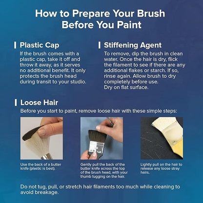 Silver Brush Limited BR-1951 Bristlon Long Handle Flat Brushes with Very Stiff White Synthetic Tips, 6pc Premium Artist Painting Set for Acrylic, Oil, Watercolor & All Media, Sizes 00, 0, 1, 2, 4, & 6