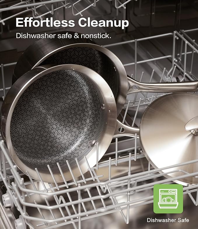 5-Ply Stainless Steel Cookware Set 6 Pcs, Non Stick Pots and Pans Set with Steam-Return Lids, Induction & Oven Safe, Non Toxic, PFOA PTFE PFOS Free, Professional Chef Quality Cookware