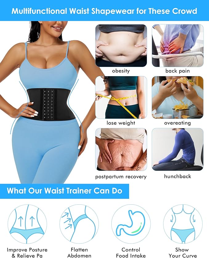 Short Torso Waist Trainer for Women Lower Belly Fat, Workout Fajas Colombianas Waist Cincher Corset