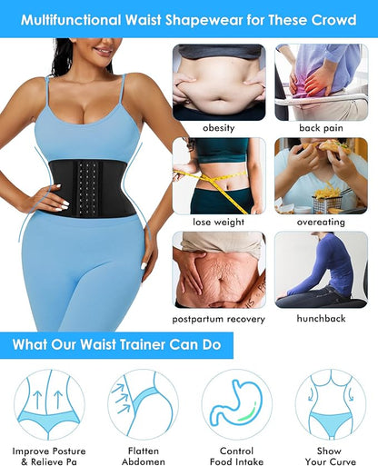 Short Torso Waist Trainer for Women Lower Belly Fat, Workout Fajas Colombianas Waist Cincher Corset