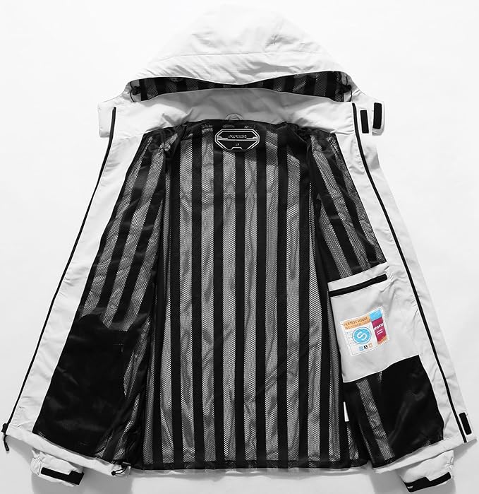 Outdoor Men's Waterproof Raincoat Windbreaker Lightweight Rain Jacket with Detachable Hood