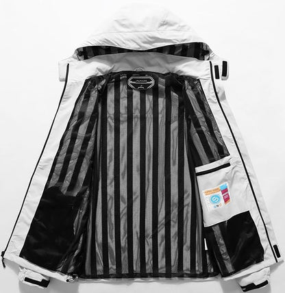 Outdoor Men's Waterproof Raincoat Windbreaker Lightweight Rain Jacket with Detachable Hood