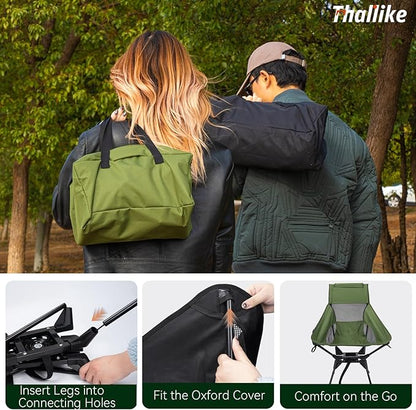 Upgraded 360° Swivel Camping Chair for Adults, Portable Folding Chair with Cup Holder, Lightweight Compact Backpack Outdoor Chair for Travel, Fishing, Hiking, and Beach