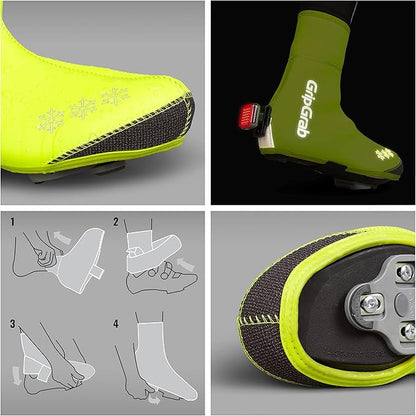 GripGrab Arctic Waterproof Deep Winter Road Cycling Shoe Covers Fleece Lined Thermal Cycling Road Bike Shoe Covers Waterproof Overshoes